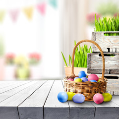 easter table background and free space for your decoration. 