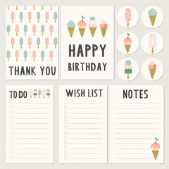 Summer cards and to do list. Stationery template