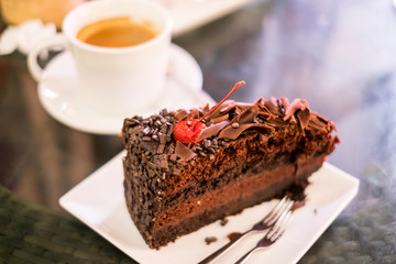 dark chocolate cake with coffee