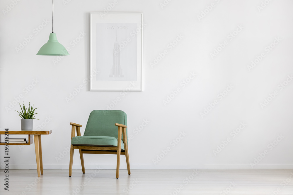 Wall mural retro armchair in bright interior