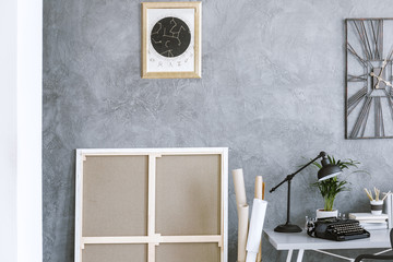 Workspace interior with concrete wall