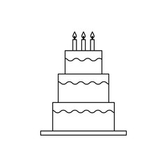 sweet birthday cake with candles decoration vector illustration outline design