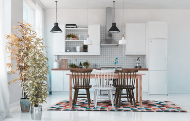 Small compact kitchenette and dining area
