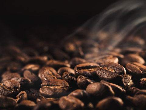 Coffee beans background close-up