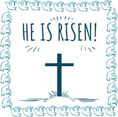 Vector greeting card He is risen