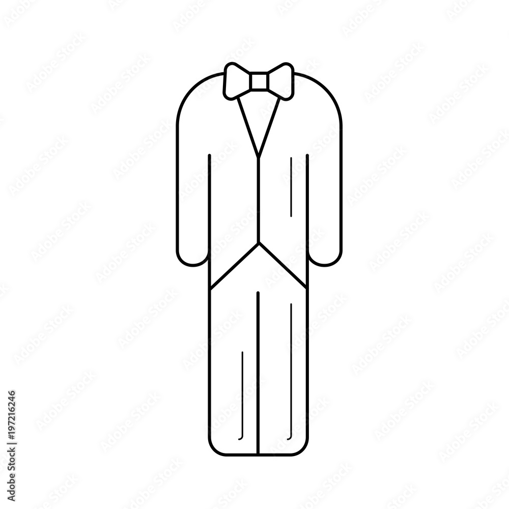 Poster wedding suit line icon isolated on white background. vector line icon of groom wedding dress for inf