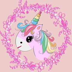 The cute magic Unicorn and fairy elements collection. Isolated vector illustration.