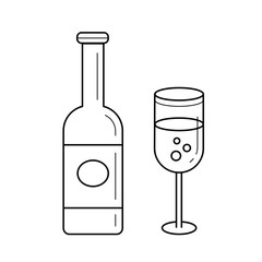 Sparkle wine bottle line icon isolated on white background