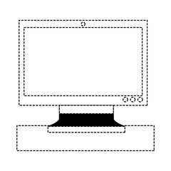 monitor screen computer technology device vector illustration dotted line
