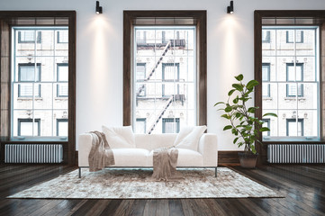 Elegant minimalist apartment living room interior