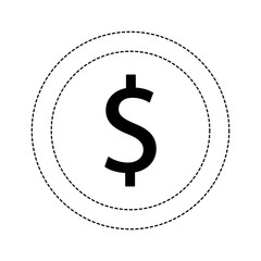 dollar coin currency money cash vector illustration dotted line