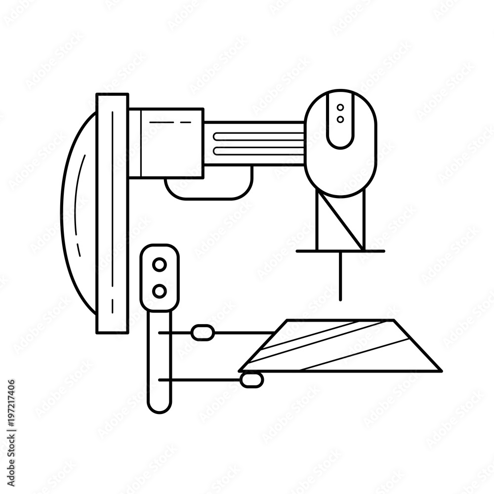 Poster machine tool vector line icon isolated on white background