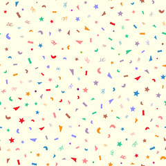 Cute seamless pattern with colored confetti. Colorful endless print.