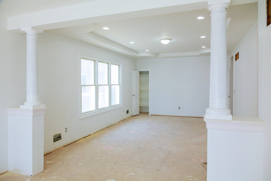 White interior with wall new home construction interior drywall and finish details