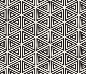 Hand drawn black and white ink striped seamless pattern. Vector grunge lattice texture. Monochrome brush  strokes lines background
