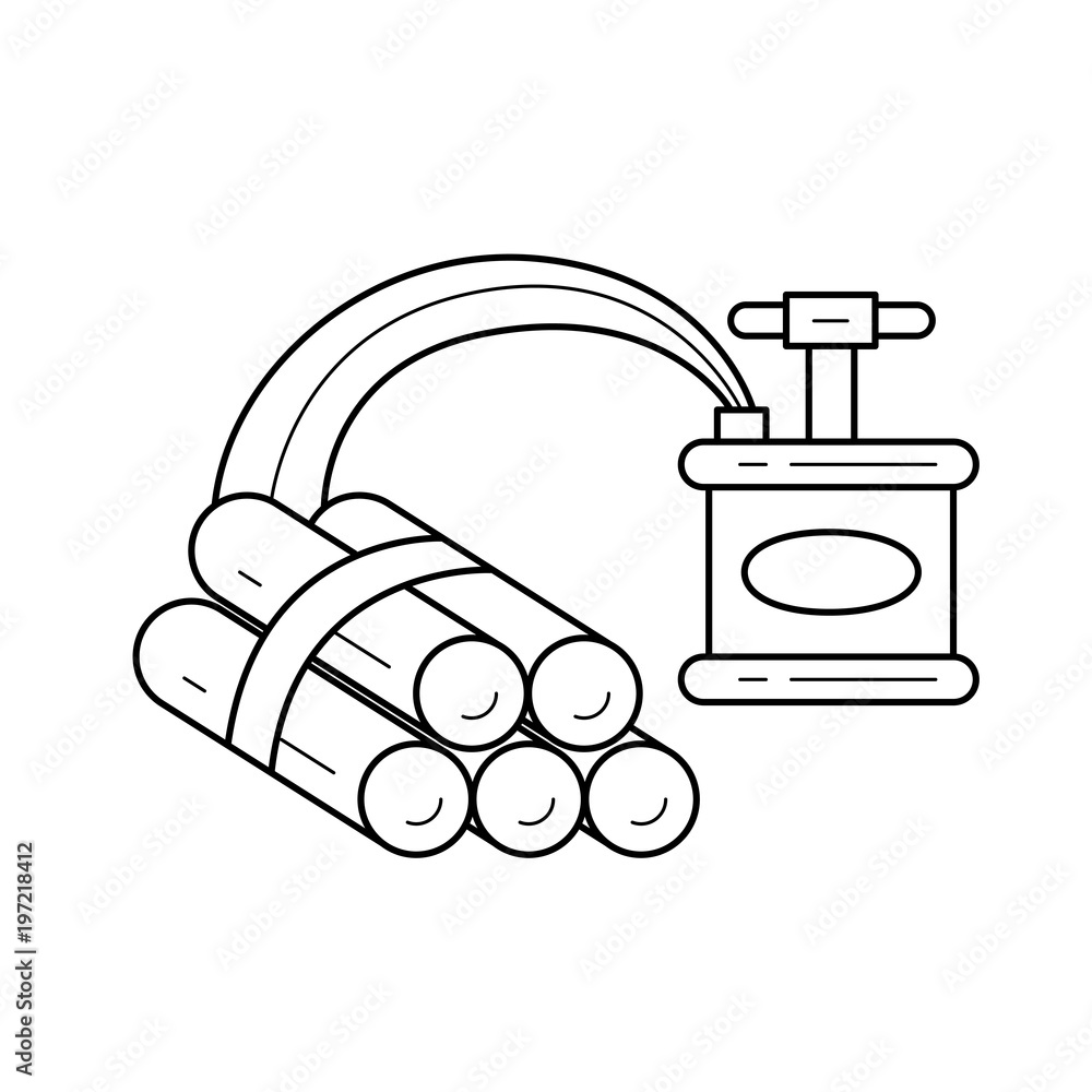 Aufkleber dynamite vector line icon isolated on white background. retro detonator with handle and dynamite pac