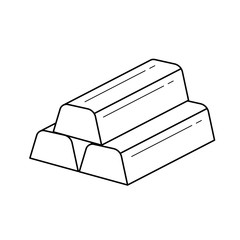 Gold nugget line icon isolated on white background