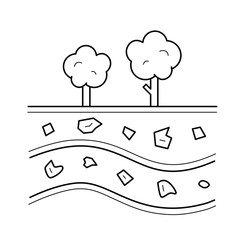 Mineral resources vector line icon isolated on white background. Layers of soil with mineral resources line icon for infographic, website or app.