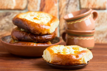 Homemade pies with cottage cheese.