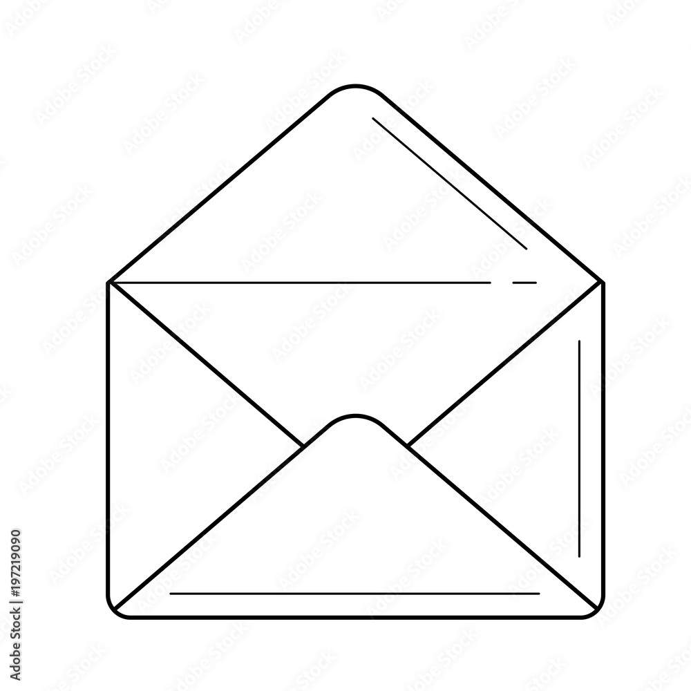 Poster open envelope vector line icon isolated on white background