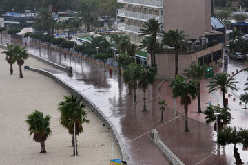 Holiday destination in Majorca with heavy rain.