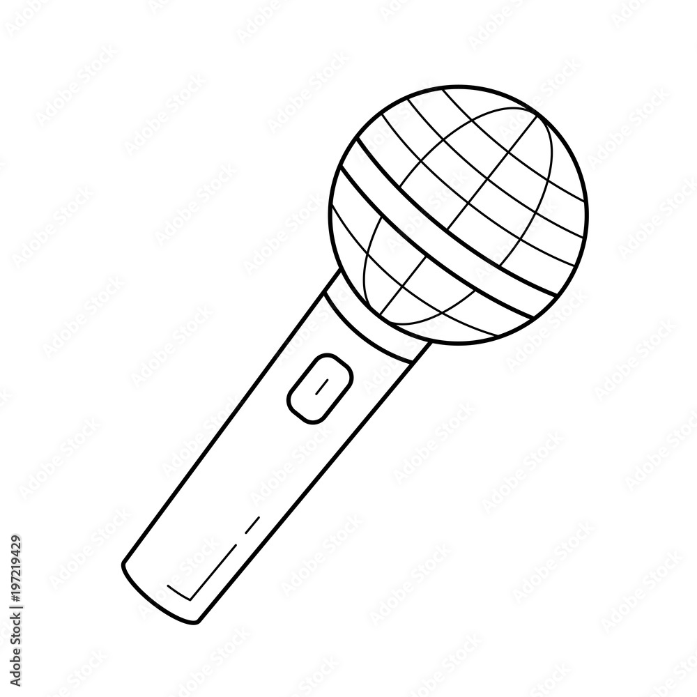 Poster radio microphone vector line icon isolated on white background. radio microphone line icon for infog