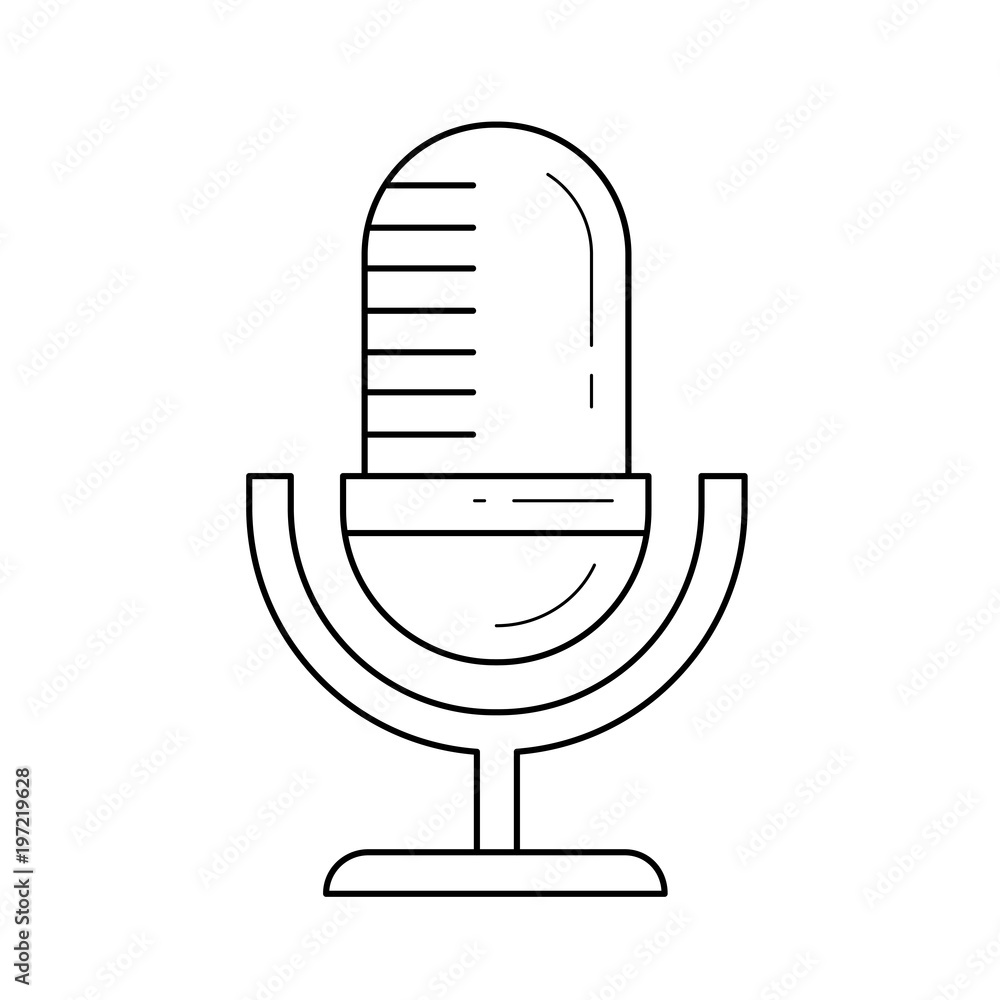 Aufkleber radio microphone vector line icon isolated on white background. retro radio microphone line icon for