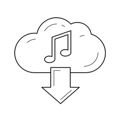 Cloud download audio vector line icon isolated on white background. Download music line icon for infographic, website or app. Icon designed on a grid system.