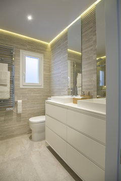 View of modern restroom in a renovated new apartment