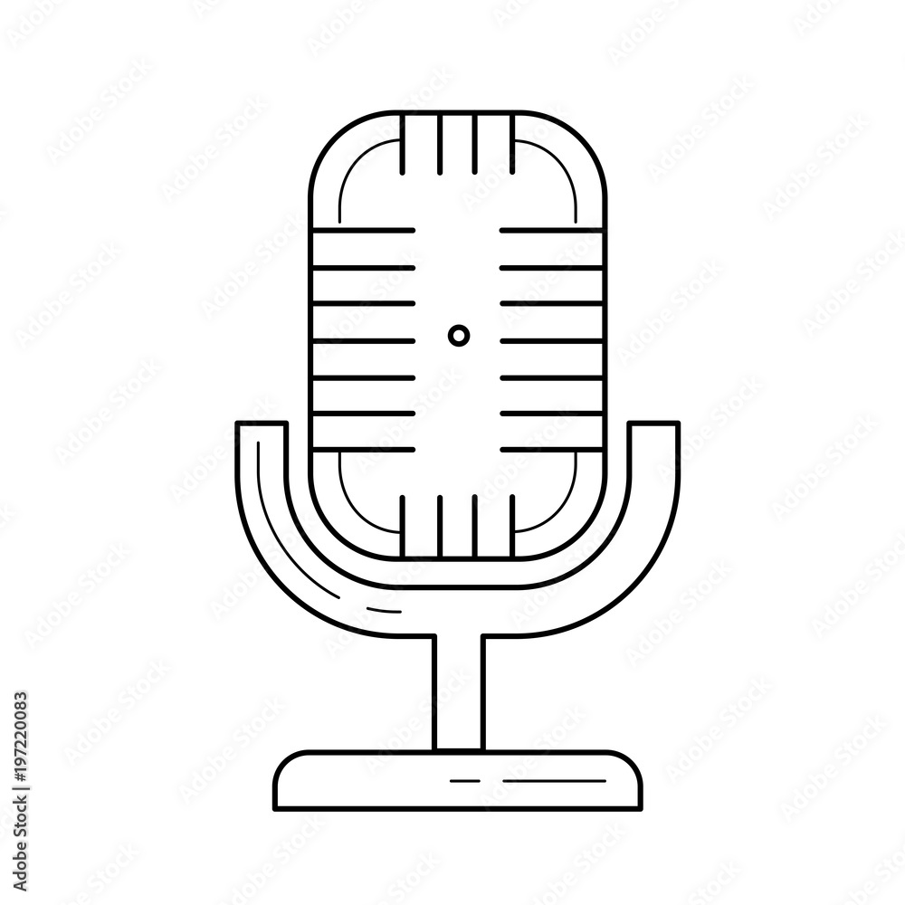 Aufkleber radio microphone vector line icon isolated on white background. radio microphone record line icon fo