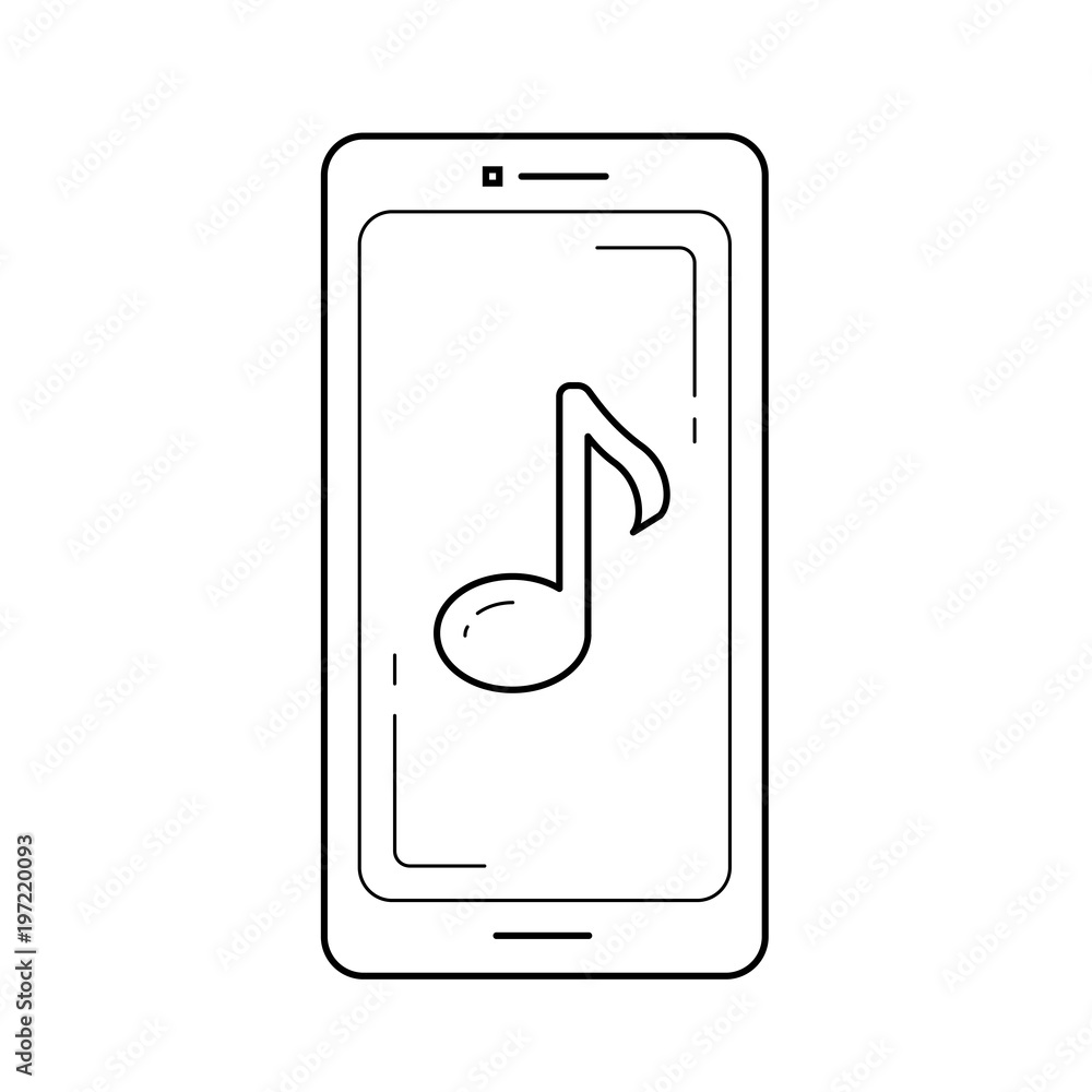 Poster mobile media player vector line icon isolated on white background. mobile media player line icon for