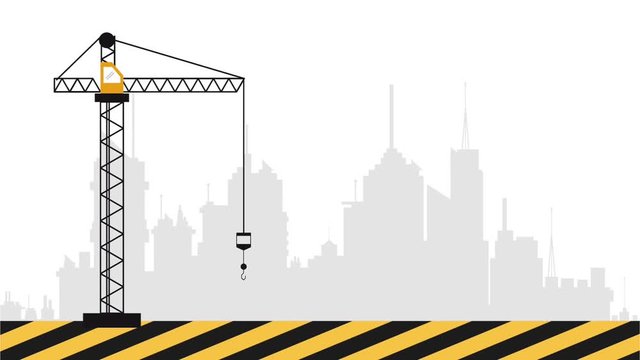 Construction crane with hook woking at city High definition colorful scenes