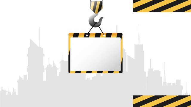Under construction Crane hook with blank sign High definition colorful scenes