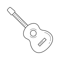 Acoustic guitar vector line icon isolated on white background. Acoustic guitar line icon for infographic, website or app. Icon designed on a grid system.