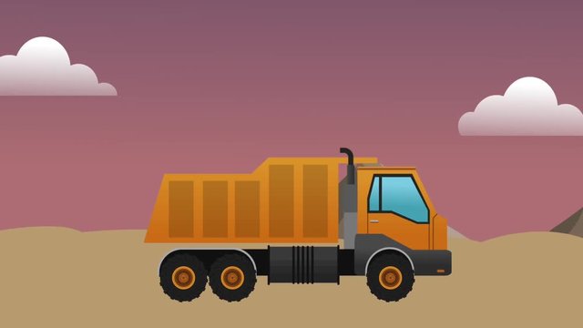 Cargo truck passing by construction zone High definition colorful scenes