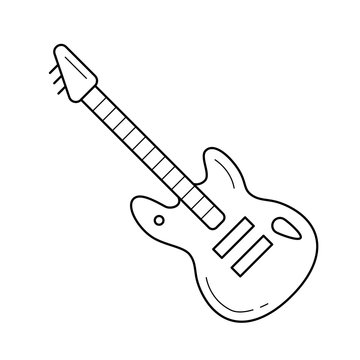Rock guitar vector line icon isolated on white background