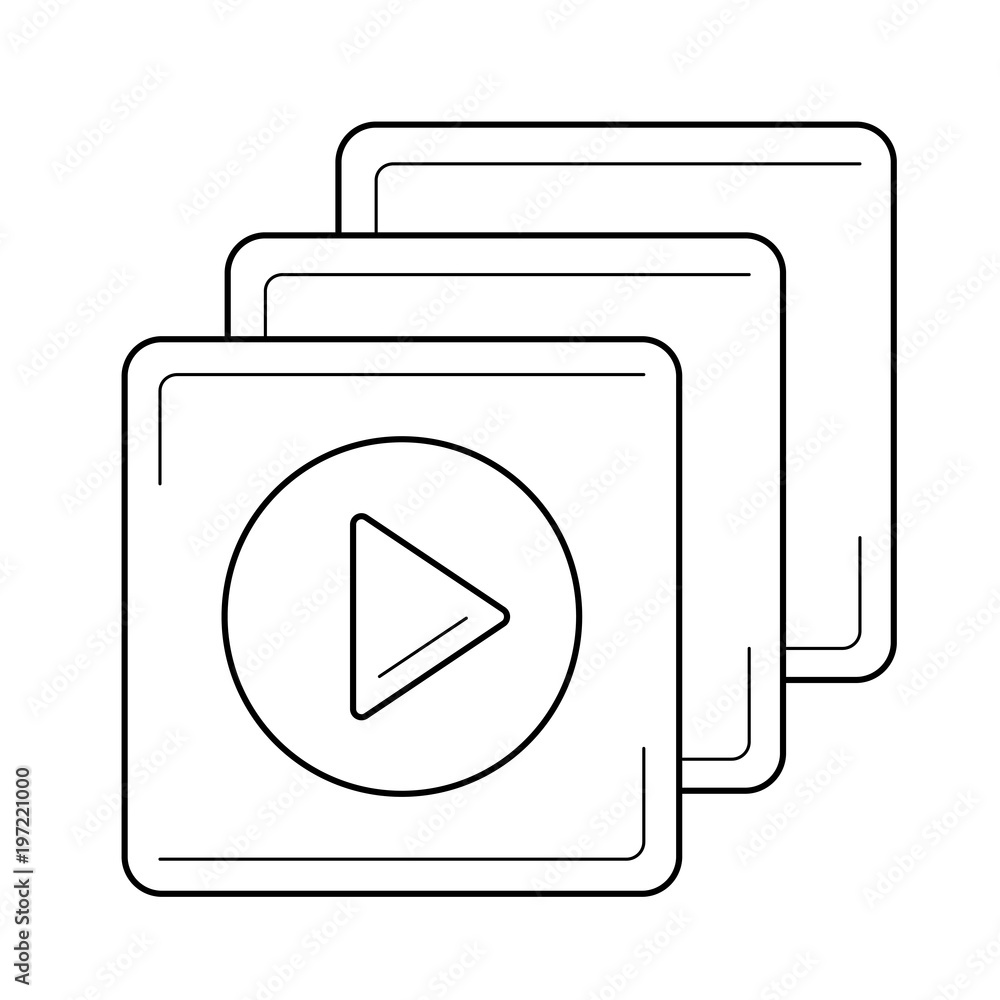 Aufkleber play button vector line icon isolated on white background. plaer line icon for infographic, website 