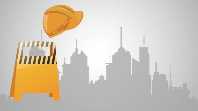 Under construction background with animated floor sign High definition colorful scenes