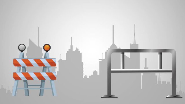 Under construction with barrier and sign High definition colorful scenes