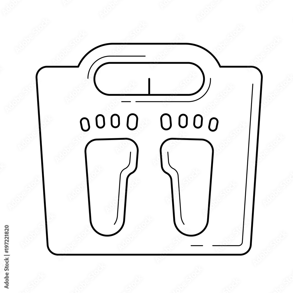 Poster weight scale vector line icon isolated on white background. weight measure balance scale line icon f