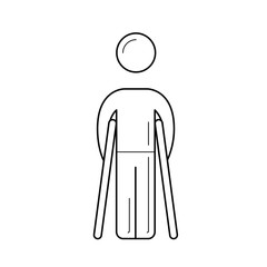 Walking crutches vector line icon isolated on white background