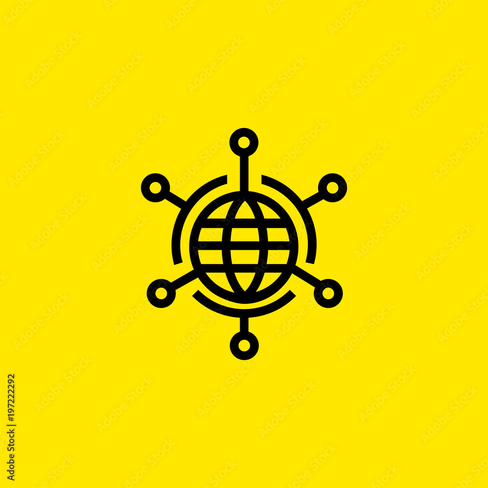 Poster global networking icon