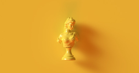 Yellow Bust Sculpture 3d illustration