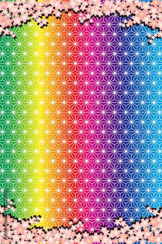 Background Wallpaper Vector Illustration Design Free Free Size Charge Free Colorful Color Rainbow Show Business Entertainment Party Image 背景素材壁紙 桜の花 満開 入学 卒業 年賀状 正月 和風 成人式 麻の葉 新春 新年 年始 賀正 Wall Mural Tomo00