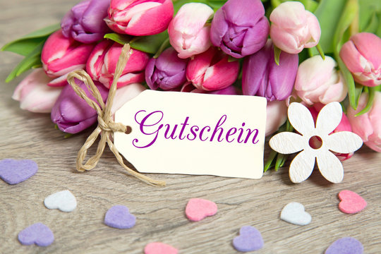 Tulpen und Karte: Gutschein