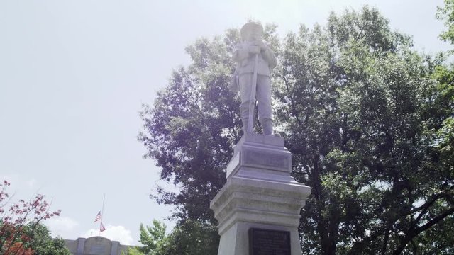 A Confederate Statue Stands In The Square In Bentonville, Arkansas