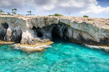 Fototapeta na wymiar Sea caves of Cavo greco cape. Ayia napa, Cyprus