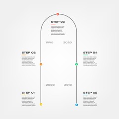 Snake timeline steps infographics - can illustrate a strategy, workflow or team work, vector flat color, business template for presentation. Can be used for diagram, banner, web design