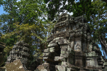 Siem Reap, Cambodia - August 5th, 2016:Ta Prohm, part of Khmer temple complex, Asia. Siem Reap, Cambodia. Ancient Khmer architecture in jungle.ia. Ancient Khmer architecture in jungle.