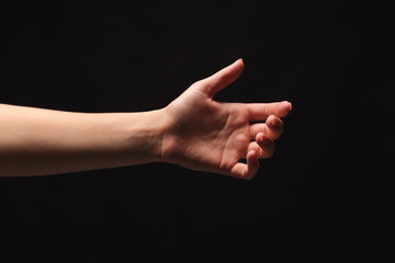 Outstretched female hand offering or asking for help